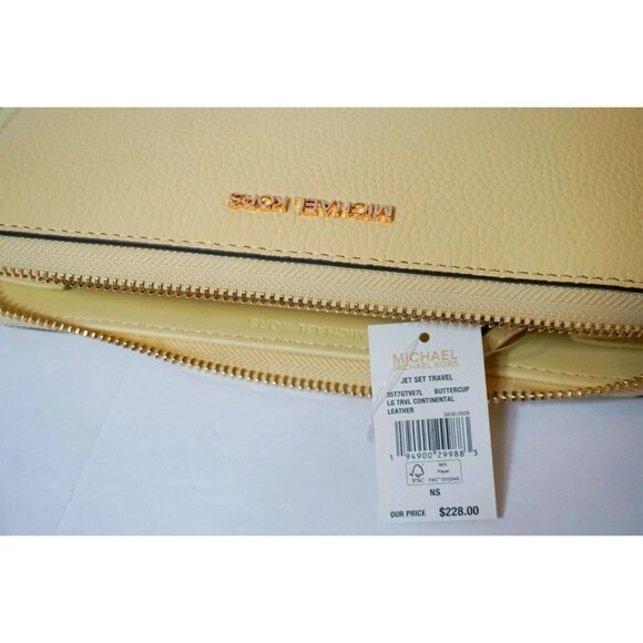S Michael Kors Continental Wallet Wristlet Buttercup Yellow Leather 35T7GTVE7L